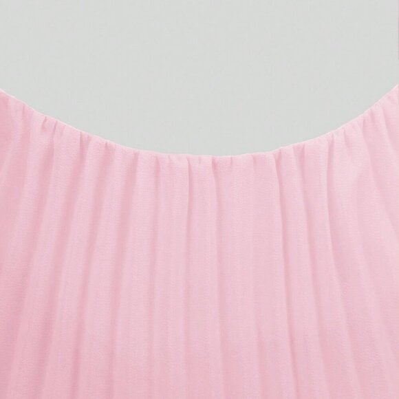 Pink Casual Women's Neck Tie Pleated Dress - Picture 7 of 8